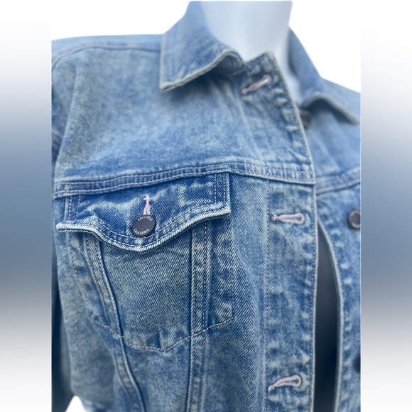 Hollister Balloon Sleeve Denim Jacket Waist Band Jean Jacket Size Large - Picture 6 of 12